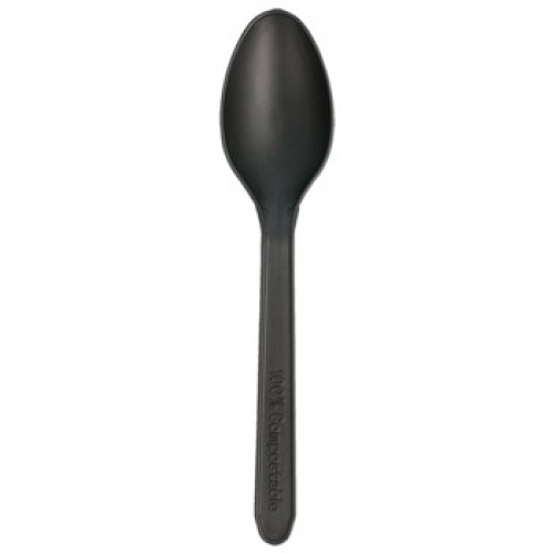 Colheres Sobremesa C-PLA Reutilizáveis 12,7cm Preto 100un