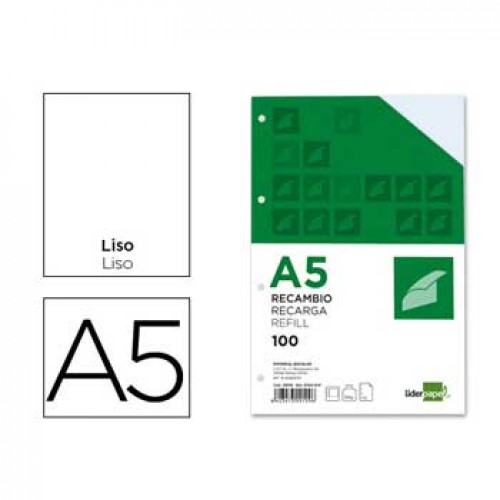 Recarga Papel A5 Liso 100g 6 Furos 100 Folhas