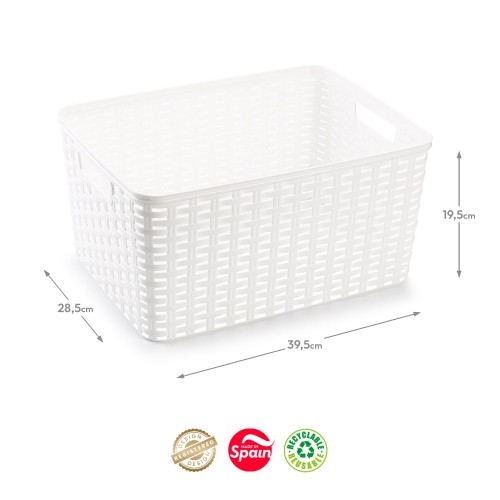 Caixa Arrumação Rattan Nº5 18L Branco