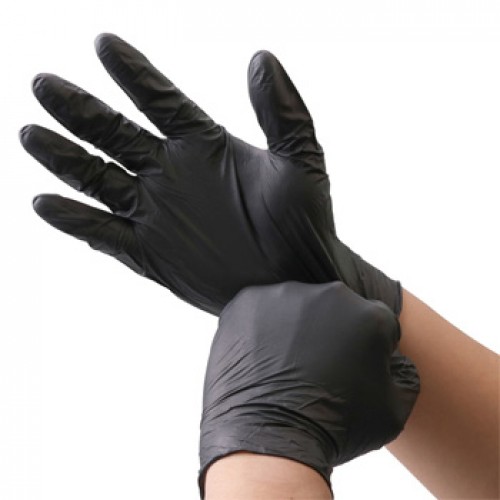 Luvas Nitrilo Tamanho M s/Pó Preto 100un