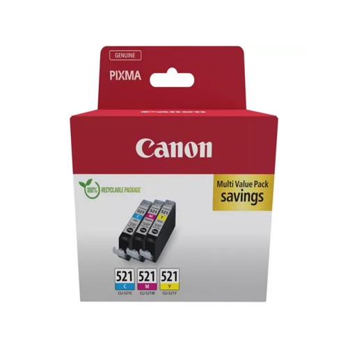 Pack Tinteiros Canon 521 3 Cores 2934B010 9ml