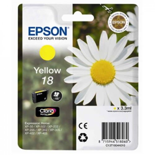 Tinteiro Epson 18 Amarelo C13T18044010 3,3ml